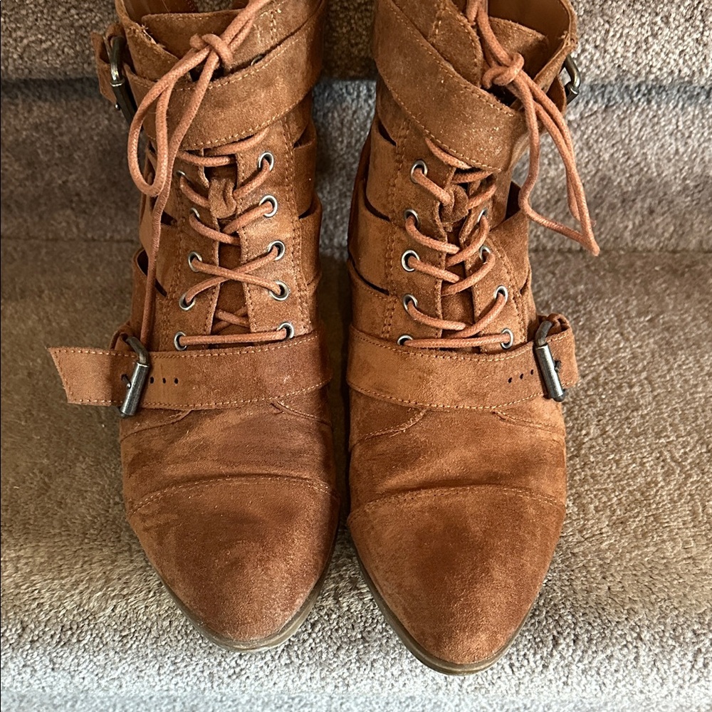 Brown Suede Ankle Boots - Picture 2 of 5